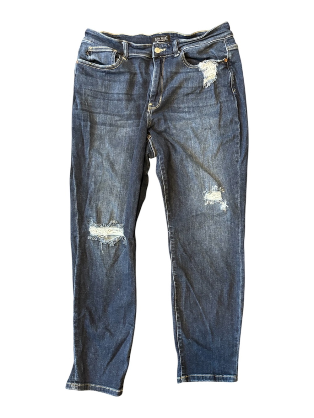 Judy Blue Boyfriend Fit Distressed Jeans Women’s 16W Dark Wash Stretch Denim